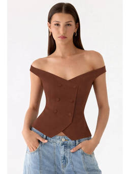 Off Duty India - Boss Glam Power Top - Brown