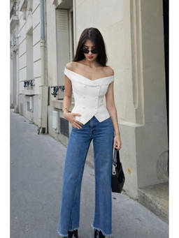 Off Duty India - Boss Glam Power Top - White