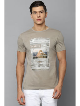 Louis Philippe - Men Grey Graphic Print Round Neck T-Shirt