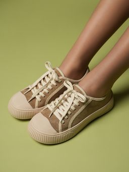 Theater - Women Wicked Brothers Beige Suede Lace-Up Sneakers