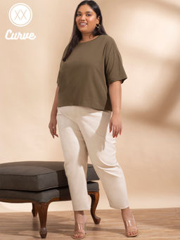 Twenty Dresses by Nykaa Fashion - Curve Olive Obsessed With Basics Tshirt