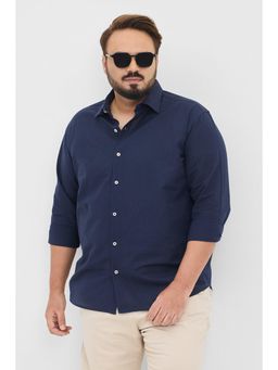 Snitch - Dark Navy Blue Solid Regular Fit Plus Size Shirt