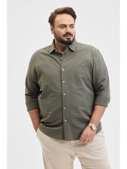 Snitch - Olive Solid Regular Fit Plus Size Shirt