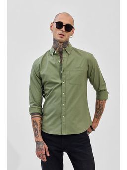 Snitch - Core Lab Olive Button Down Slim Fit Shirt
