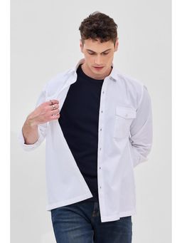 Snitch - White Solid Slim Fit Shirt