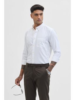 Snitch - White Button Down Slim Fit Shirt