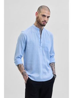 Snitch - Light Blue Mandarin Slim Fit Shirt