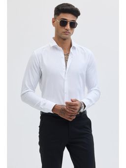 Snitch - White Woven Giza Cotton Shirt