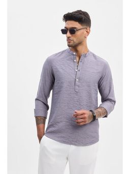 Snitch - Lavender Self-Design Slim Fit Shirt