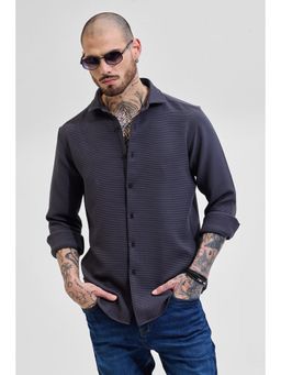 Snitch - Charcoal Grey Self-Design Shirt