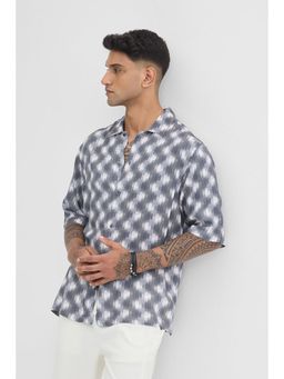 Snitch - Grey Abstract Relaxed Fit Shirt