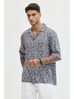 Snitch - Grey Geometric Relaxed Fit Shirt