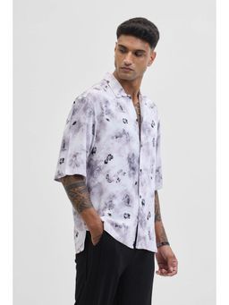 Snitch - White Abstract Relaxed Fit Shirt