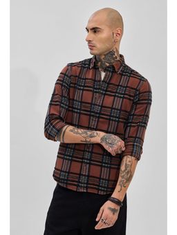 Snitch - Brown Checks Slim Fit Shirt
