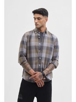 Snitch - Brown Checks Button Down Shirt