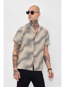 Snitch - Beige Abstract Box Fit Shirt