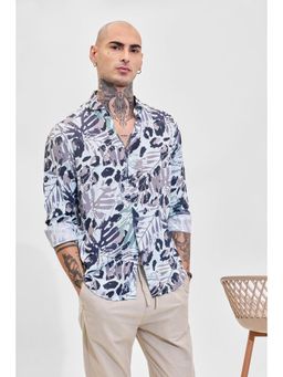 Snitch - Blue Abstract Slim Fit Shirt