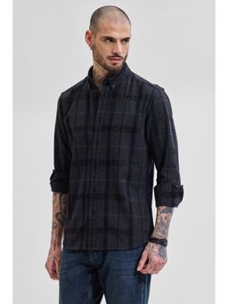 Snitch - Black Checks Slim Fit Shirt