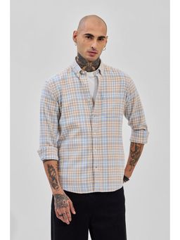 Snitch - Beige Checks Regular Fit Shirt