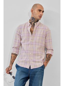 Snitch - Purple Checks Regular Fit Shirt