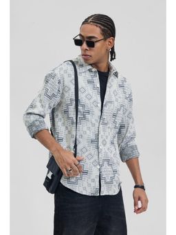 Snitch - Blue Geometric Regular Fit Shirt