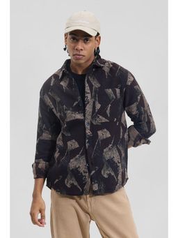 Snitch - Brown Abstract Regular Fit Shirt