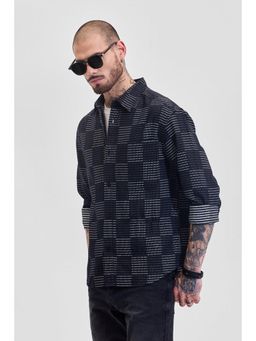 Snitch - Black Checks Relaxed Fit Shirt