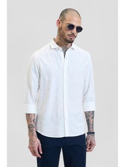 Snitch - Off White Geometric Slim Fit Shirt