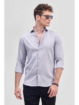 Snitch - Lilac Self-Design Slim Fit Shirt