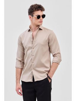 Snitch - Beige Stripes Slim Fit Shirt