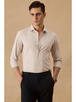 Snitch - Beige Checks Slim Fit Luxe Shirt