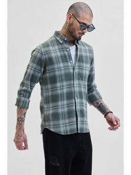 Snitch - Olive Button Down Checks Shirt