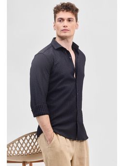 Snitch - Black Textured Slim Fit Shirt