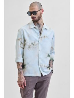 Snitch - Light Blue Self Design Tye and Dye Shirt