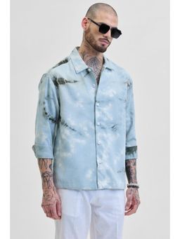 Snitch - Blue Self Design Tye and Dye Shirt