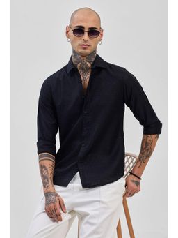 Snitch - Black Textured Slim Fit Shirt