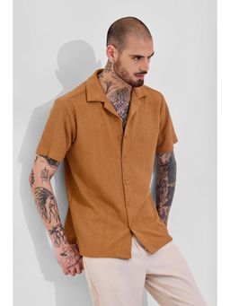 Snitch - Tan Textured Box Fit Shirt