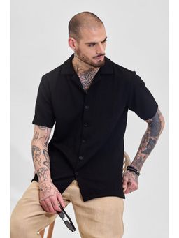 Snitch - Black Textured Box Fit Shirt