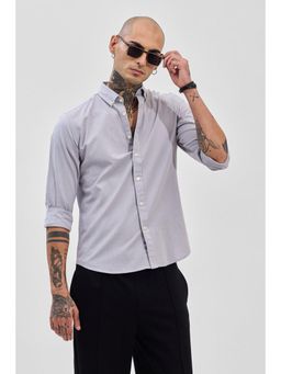 Snitch - Grey Solid Slim Fit Linen Shirt