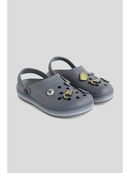 One Friday - Kids Grey Clogs with 3D Charms and Strap - Durable and Lightweight