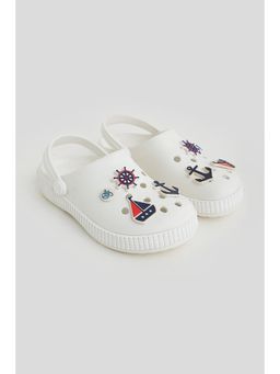 One Friday - Kids White Nautical Clogs with 3D Marine Charms and Strap