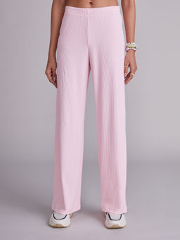 MIXT by Nykaa Fashion - Baby Pink Solid Fit and Flare Pants
