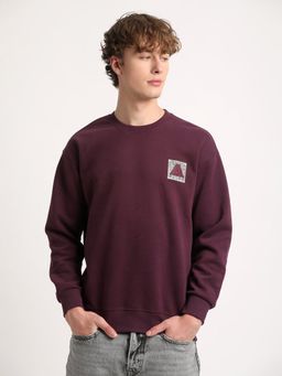 The Bear House - Men Purple Printed Relaxed Fit Sweatshirt