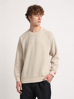 The Bear House - Men Beige Solid Relaxed Fit Sweatshirt