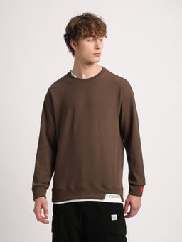 The Bear House - Men Brown Solid Relaxed Fit Sweatshirt