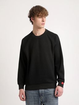The Bear House - Men Black Solid Relaxed Fit Sweatshirt