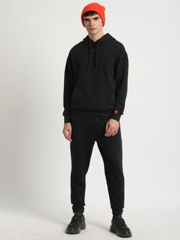 The Bear House - Men Black Solid Regular Fit Hoodies
