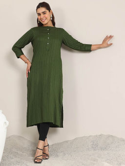 Libas - Women Green Stripes Kurta