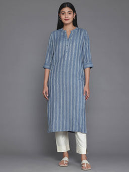 Libas - Women Blue Stripes Kurta
