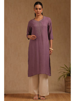 Soch - Women Purple Embroidered Kurta